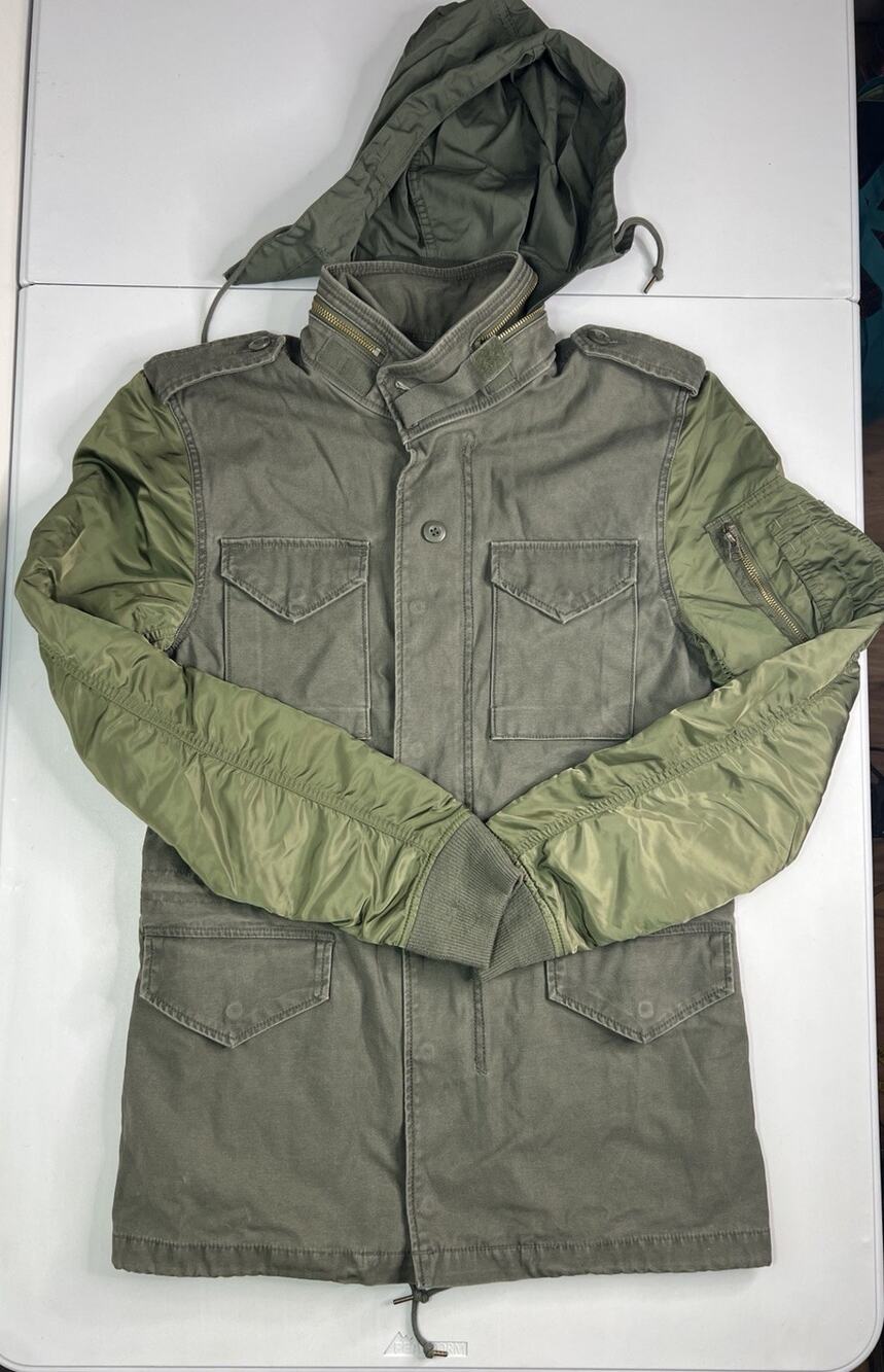 Alpha Industries Field Military Hooded Full Zip Jacket Green Men’s Size Small